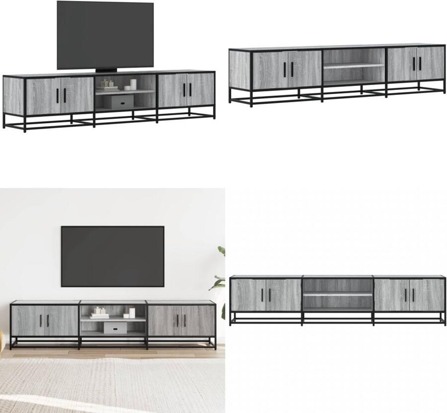 VidaXL Tv-meubel 180x35x41 cm bewerkt hout grijs sonoma eikenkleurig Tv-meubel Tv-meubelen Tv Kast Opbergkast