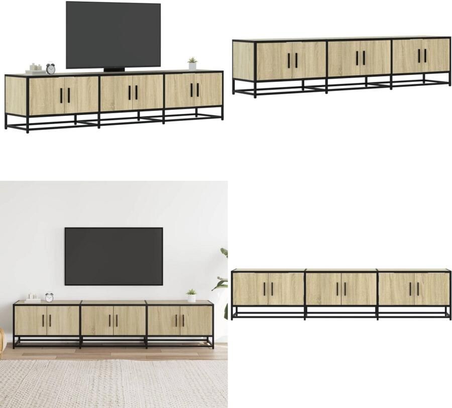 VidaXL Tv-meubel 180x35x41 cm bewerkt hout sonoma eikenkleurig Tv-meubel Tv-meubelen Tv Kast Opbergkast
