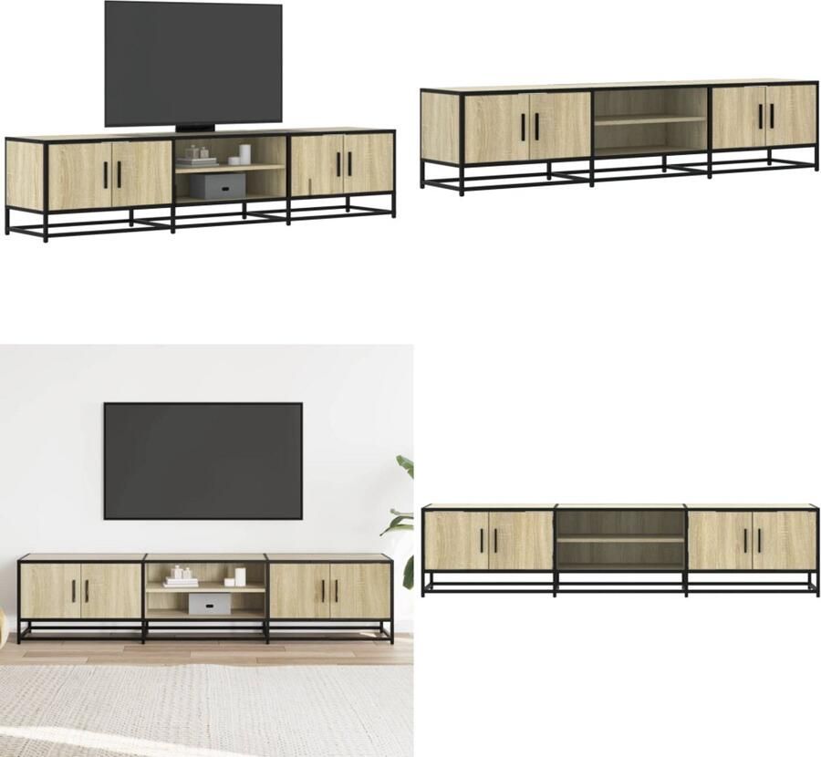 VidaXL Tv-meubel 180x35x41 cm bewerkt hout sonoma eikenkleurig Tv-meubel Tv-meubelen Tv Kast Opbergkast