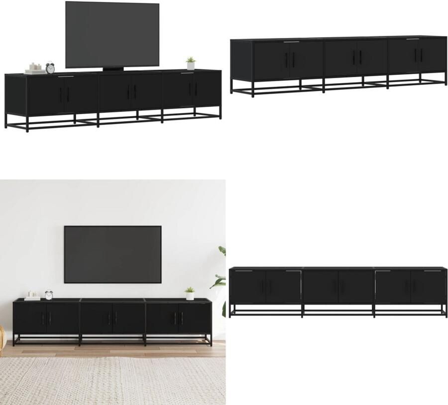 VidaXL Tv-meubel 180x35x41 cm bewerkt hout zwart Tv-meubel Tv-meubelen Tv Kast Opbergkast