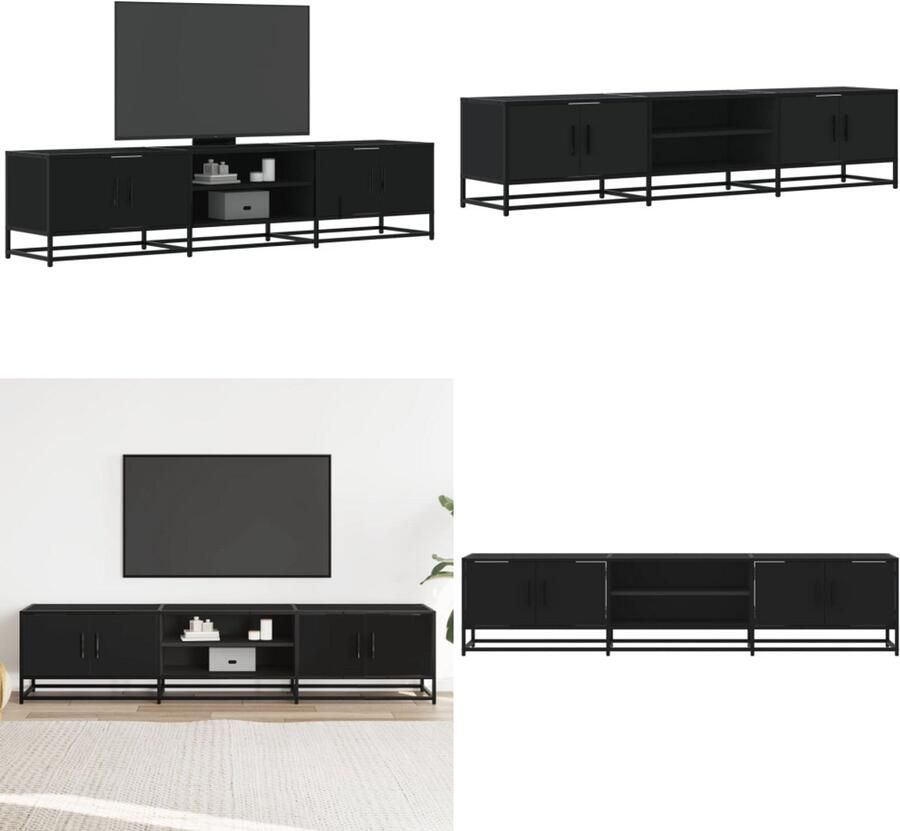 VidaXL Tv-meubel 180x35x41 cm bewerkt hout zwart Tv-meubel Tv-meubelen Tv Kast Opbergkast