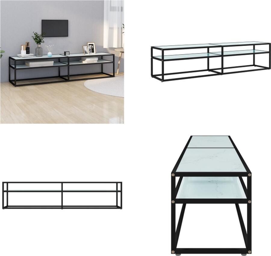 VidaXL Tv-meubel 180x40x40-5 cm gehard glas witmarmerkleurig Tv-meubel Tv-meubelen Televisiemeubel Televisiekast