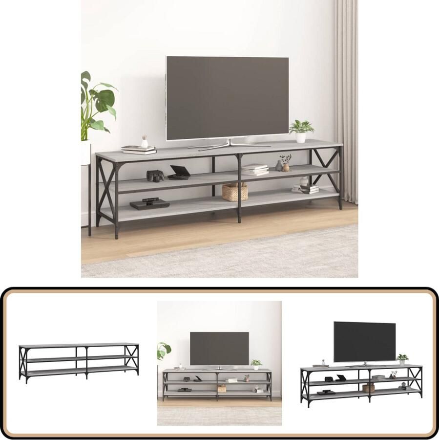 VidaXL Tv-meubel 180x40x50 cm Grijs Sonoma Eiken Industriele Tv-meubel Tv-tafel Mediastand Houten Tv-meubel Grijze Tv-bank