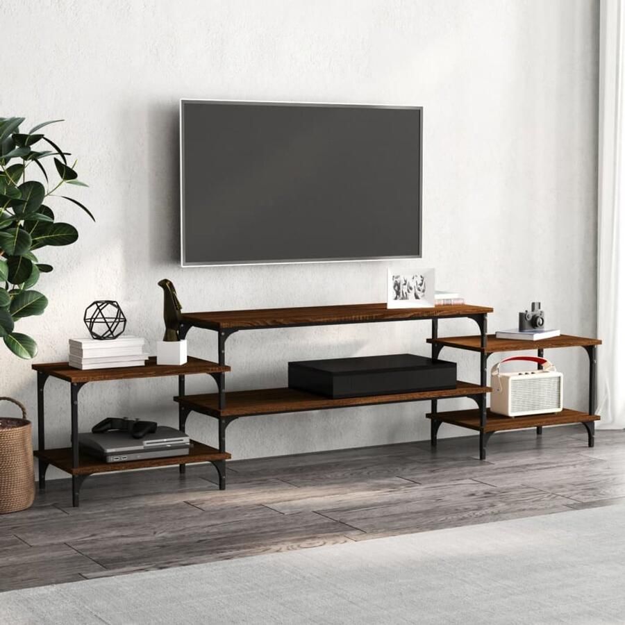 VidaXL Tv-meubel 197x35x52 cm Bruin Eikenhout Tv Meubel Salontafel Kast Houten Tv Stand Bruine Eiken Kleur