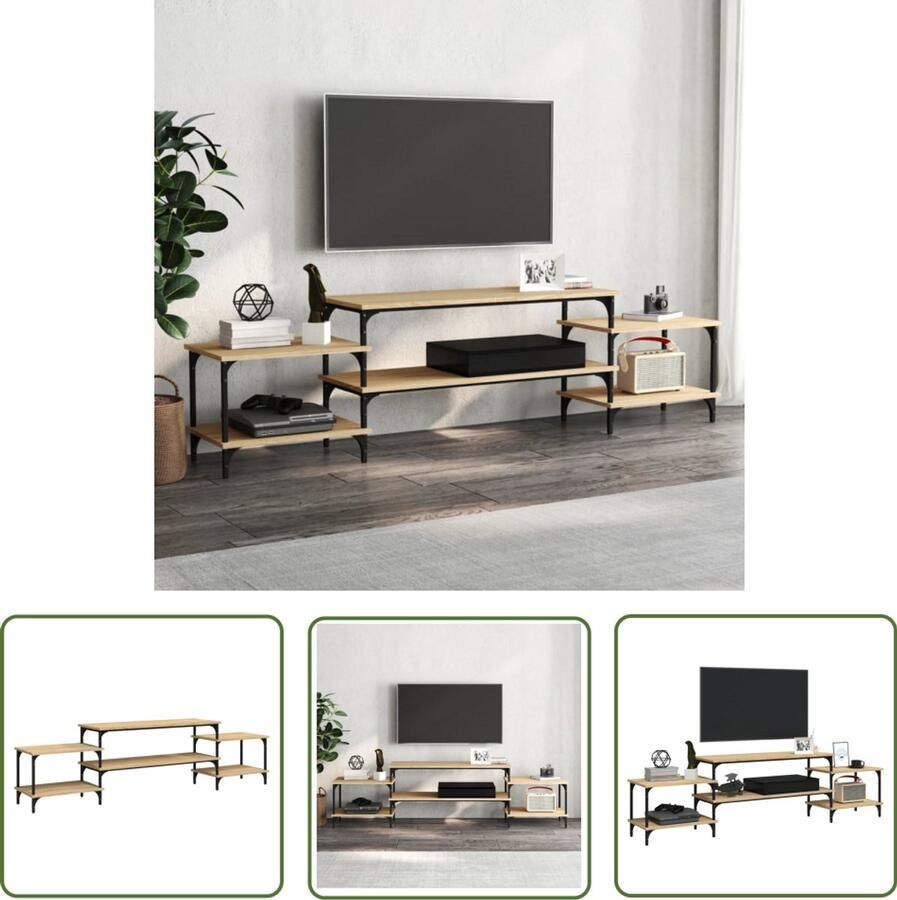 VidaXL Tv-meubel 197x35x52 cm Sonoma eiken TV Meubel Salontafel Houten Kast Tv Stand Mediakast Bruine Kast Landelijk Interieur Industriële Stijl