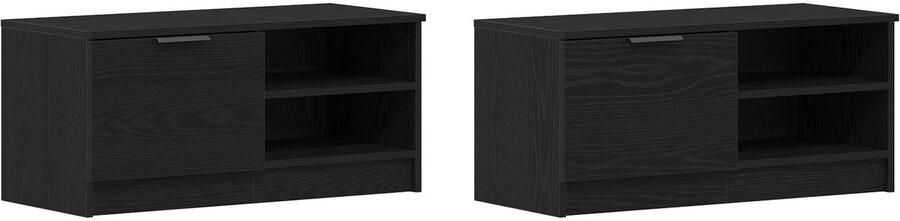 VidaXL TV-meubel 2 stuks Zwart Eiken 80x35x36 5 cm Bewerkt Hout