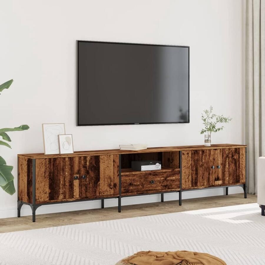 VidaXL Tv-meubel 200x25x44 cm Hout en Metaal Tv Meubel Tv Kast Salontafel Houten Tv Meubel Vintage Tv Meubel