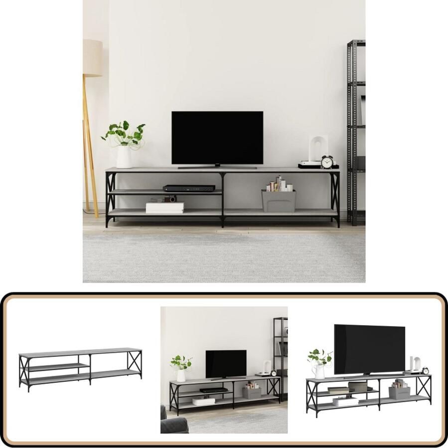 VidaXL Tv-meubel 200x40x50 cm Grijs Sonoma Eiken Tv-meubel Salontafel Houten Tv-stand Grijze Tv-bank Media Kast Entertainment Center