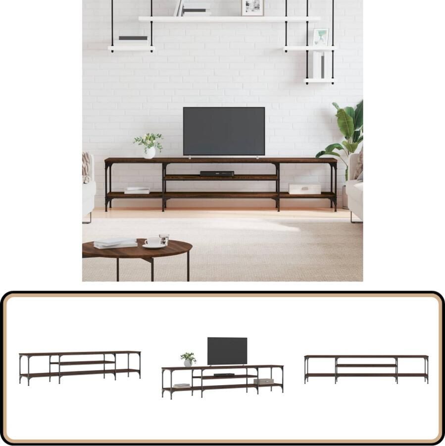 VidaXL Tv-meubel 201x35x45 cm Bruin Eikenkleur Industriele Tv Kast Tv Meubels Houten Tv Kast Bruin Eiken Tv Kast Salontafel