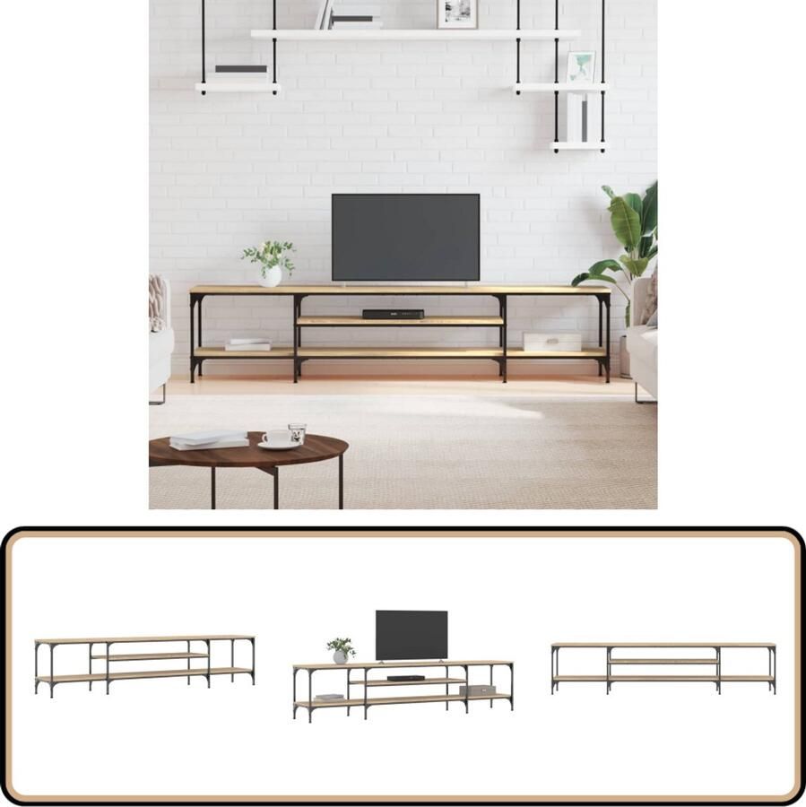 VidaXL Tv-meubel 201x35x45 cm Sonoma eiken Industriele Tv Kast Tv Meubels Salontafel Woonkamerdecoratie Houten Tv Kast