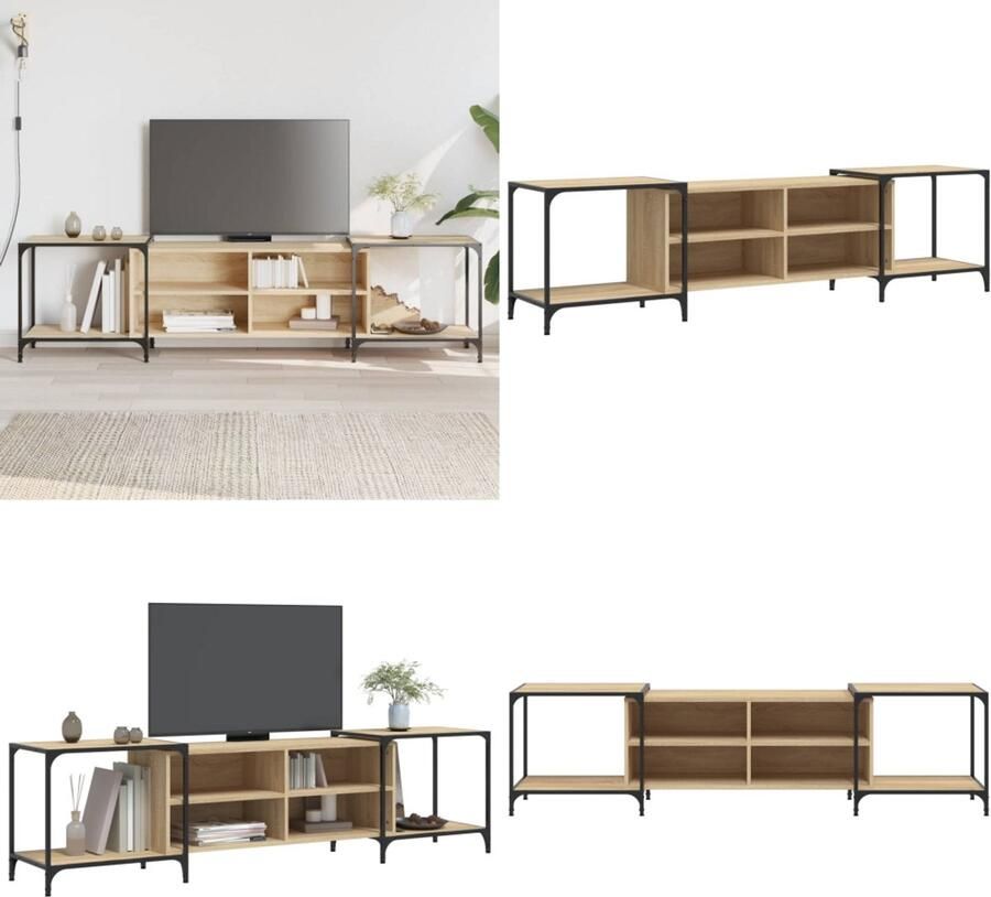 VidaXL Tv-meubel 203x37x50 cm bewerkt hout sonoma eikenkleurig Tv-meubel Tv-meubelen Tv Kast Opbergkast