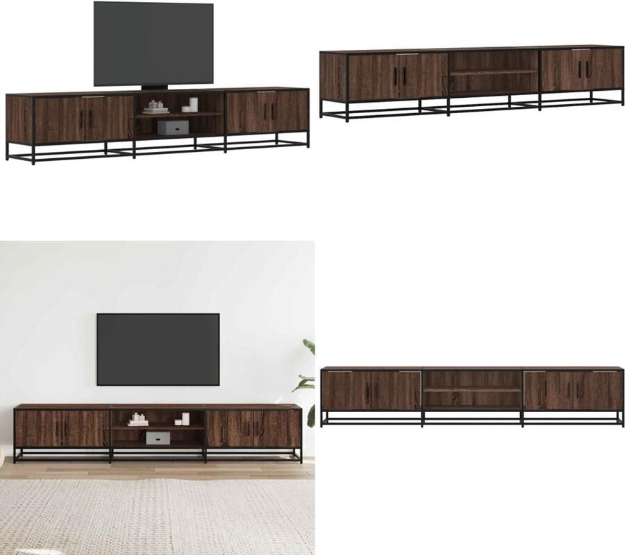 VidaXL Tv-meubel 210x35x41 cm bewerkt hout bruin eikenkleurig Tv-meubel Tv-meubelen Tv Kast Opbergkast