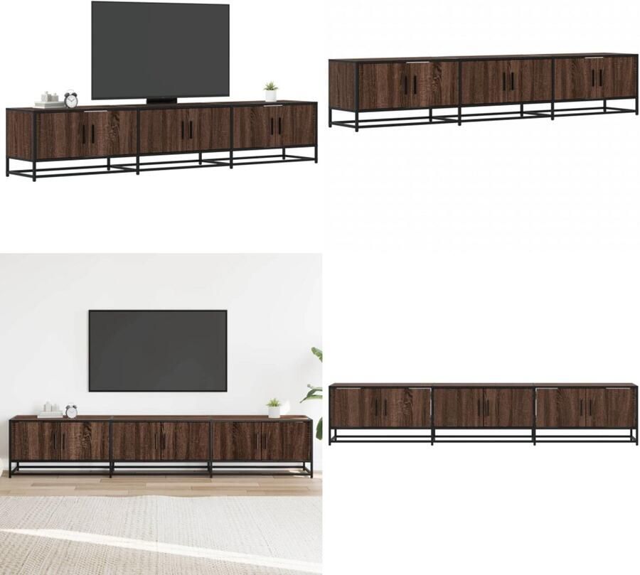 VidaXL Tv-meubel 210x35x41 cm bewerkt hout bruin eikenkleurig Tv-meubel Tv-meubelen Tv Kast Opbergkast