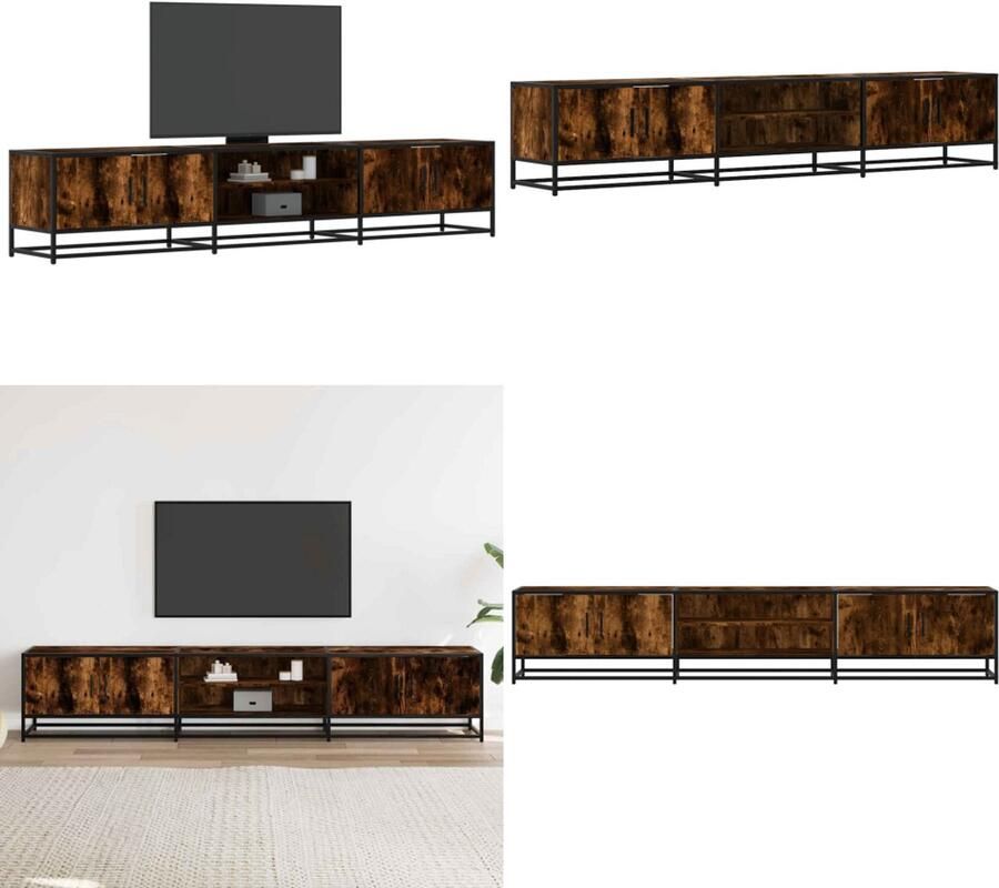 VidaXL Tv-meubel 210x35x41 cm bewerkt hout gerookt eikenkleurig Tv-meubel Tv-meubelen Tv Kast Opbergkast