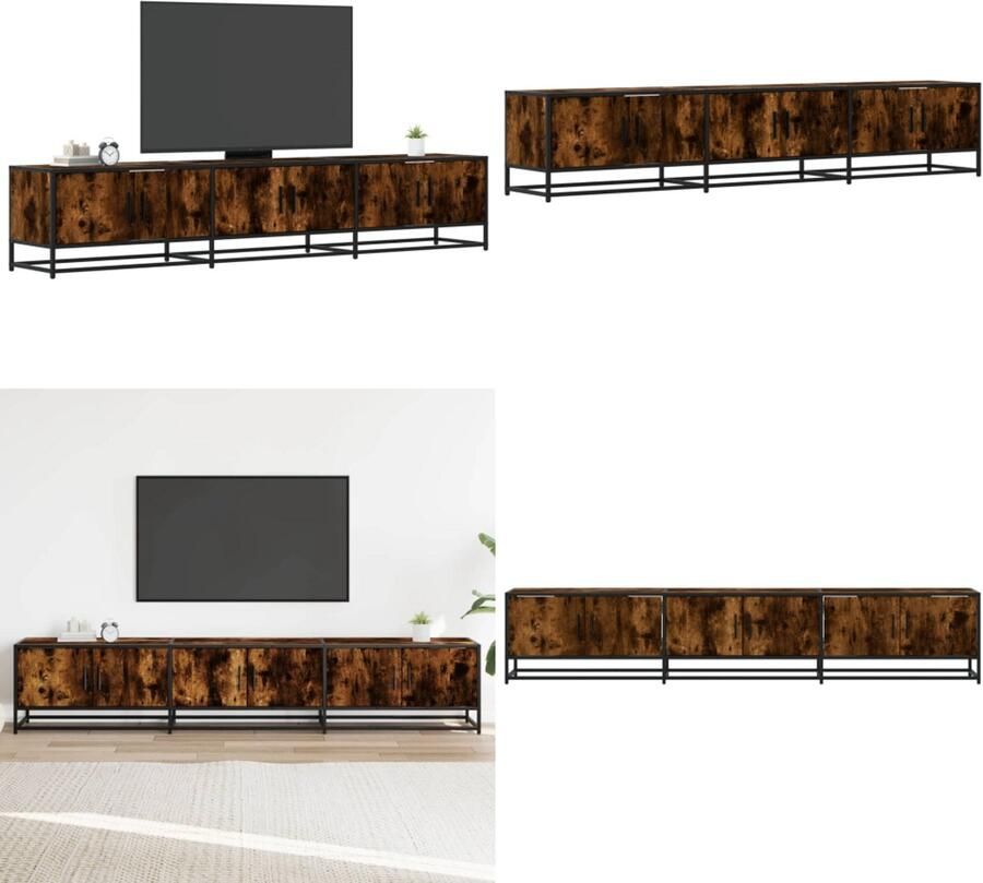 VidaXL Tv-meubel 210x35x41 cm bewerkt hout gerookt eikenkleurig Tv-meubel Tv-meubelen Tv Kast Opbergkast