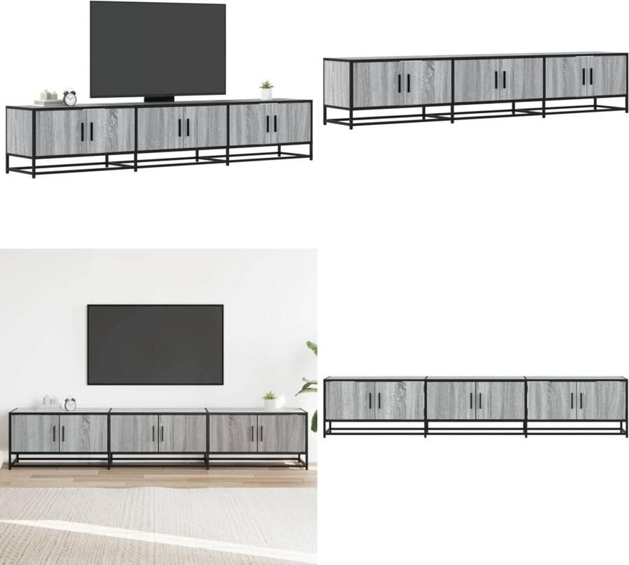 VidaXL Tv-meubel 210x35x41 cm bewerkt hout grijs sonoma eikenkleurig Tv-meubel Tv-meubelen Tv Kast Opbergkast