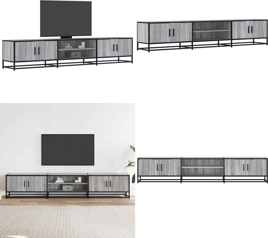 VidaXL Tv-meubel 210x35x41 cm bewerkt hout grijs sonoma eikenkleurig Tv-meubel Tv-meubelen Tv Kast Opbergkast