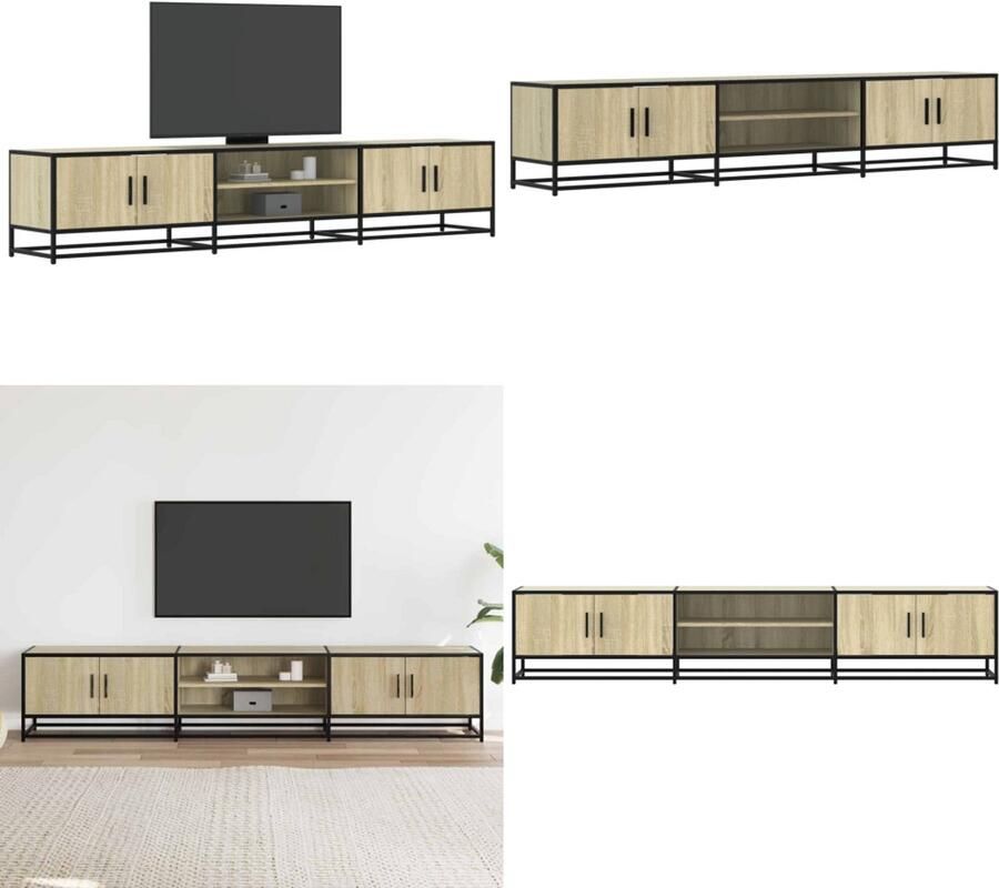 VidaXL Tv-meubel 210x35x41 cm bewerkt hout sonoma eikenkleurig Tv-meubel Tv-meubelen Tv Kast Opbergkast