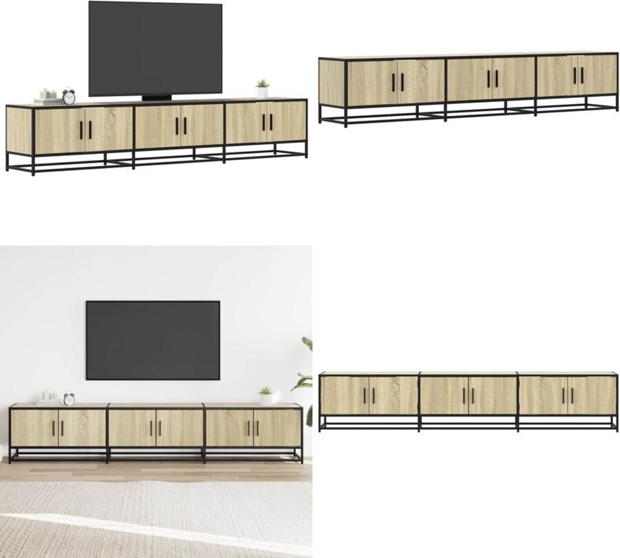 VidaXL Tv-meubel 210x35x41 cm bewerkt hout sonoma eikenkleurig Tv-meubel Tv-meubelen Tv Kast Opbergkast