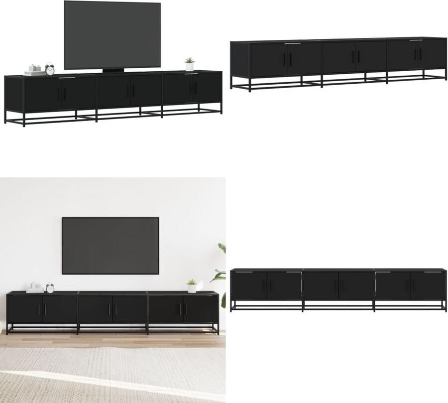 VidaXL Tv-meubel 210x35x41 cm bewerkt hout zwart Tv-meubel Tv-meubelen Tv Kast Opbergkast