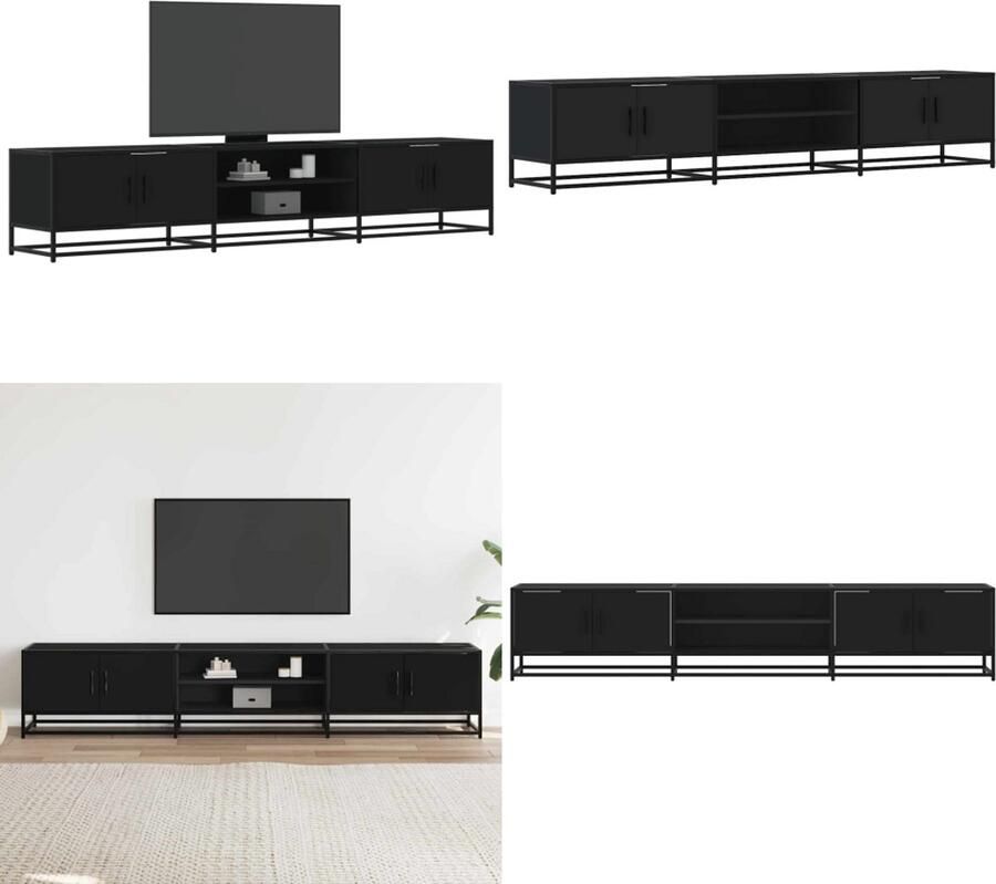 VidaXL Tv-meubel 210x35x41 cm bewerkt hout zwart Tv-meubel Tv-meubelen Tv Kast Opbergkast