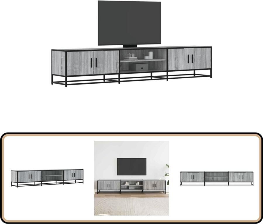 VidaXL Tv-meubel 210x35x41 cm Grijs Sonoma Eiken Tv-meubel Tv-meubelen Tv Kast Opbergkast