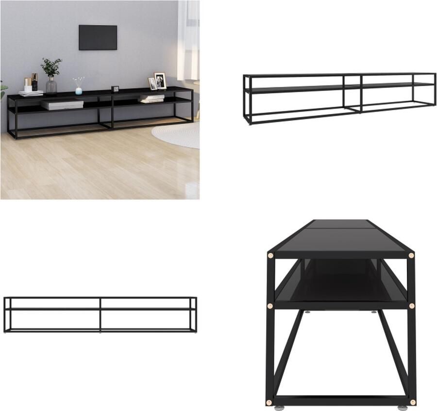 VidaXL Tv-meubel 220x40x40-5 gehard glas zwart Tv-meubel Tv-meubelen Televisiemeubel Televisiekast