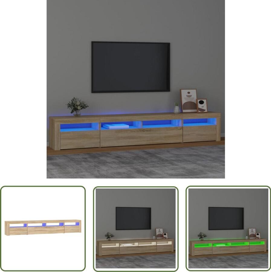 VidaXL Tv-meubel 240x35x40 cm Sonoma eikenkleurig TV Meubel Tv Kast Salontafel Houten Meubels Led Verlichting Lichtgevende Tv Stand Sonora Eiken