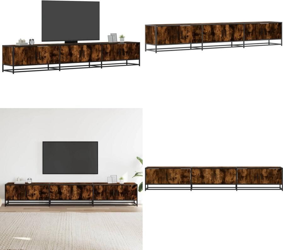 VidaXL Tv-meubel 240x35x41 cm bewerkt hout gerookt eikenkleurig Tv-meubel Tv-meubelen Tv Kast Opbergkast