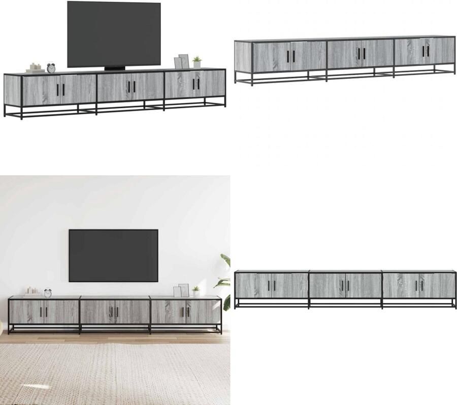 VidaXL Tv-meubel 240x35x41 cm bewerkt hout grijs sonoma eikenkleurig Tv-meubel Tv-meubelen Tv Kast Opbergkast