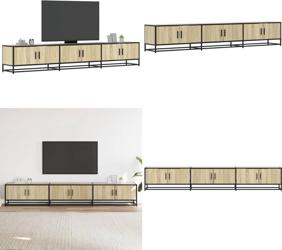 VidaXL Tv-meubel 240x35x41 cm bewerkt hout sonoma eikenkleurig Tv-meubel Tv-meubelen Tv Kast Opbergkast