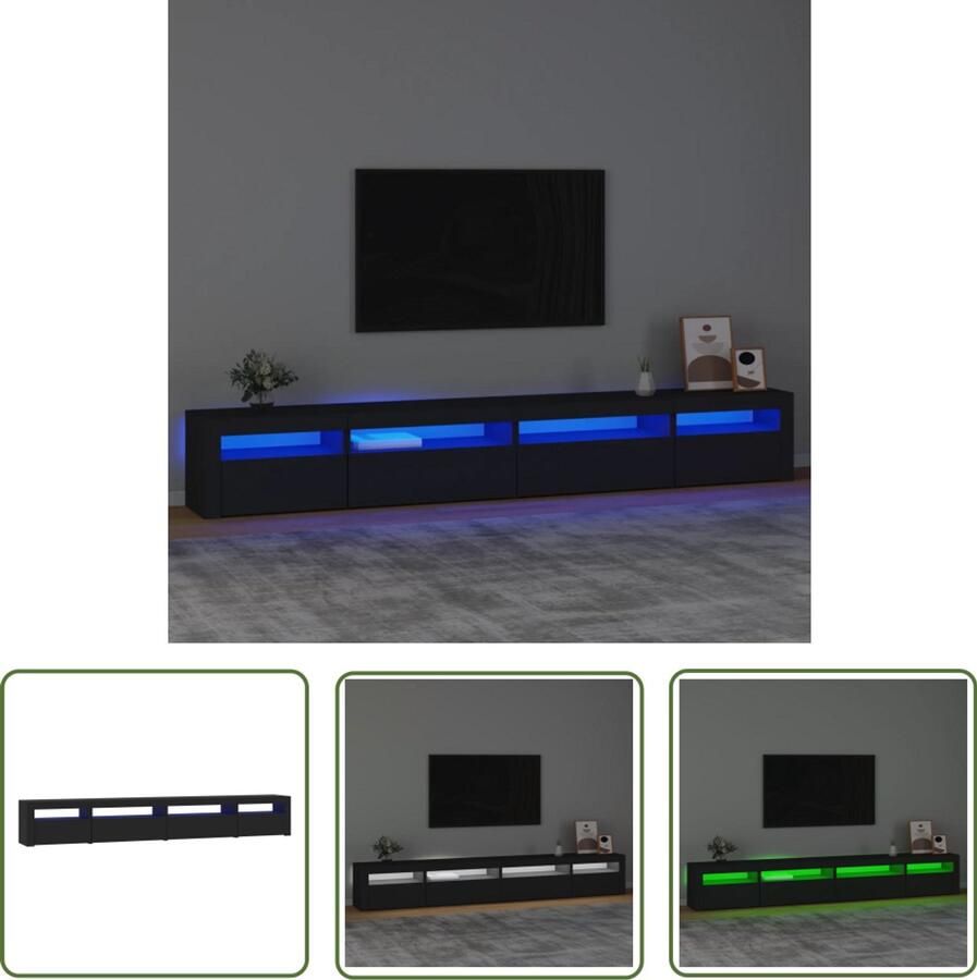 VidaXL Tv-meubel 270x35x40 cm Zwart LED-verlichting Tv Meubel Houten Tv Kast Led Tv Meubel Zwarte Tv Kast Rgb Led Licht Tv Meubels