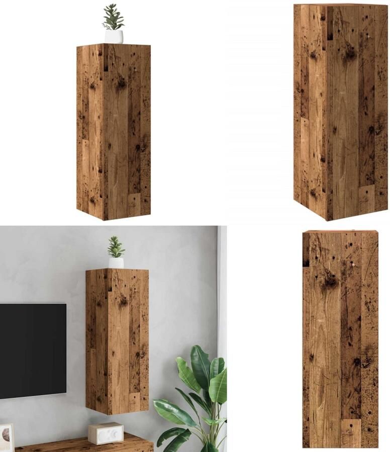 VidaXL Tv-meubel 30 5x30x90 cm bewerkt hout oud houtkleurig Tv-kast Tv-kasten Tv-meubel Met LED-verlichting