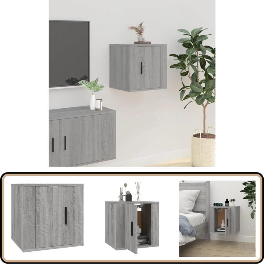 VidaXL Tv-meubel 40x34 5x40 cm Grijs Sonoma Eiken TV Meubel Wandmontage Grijze Meubels Houten Meubelen Salontafel