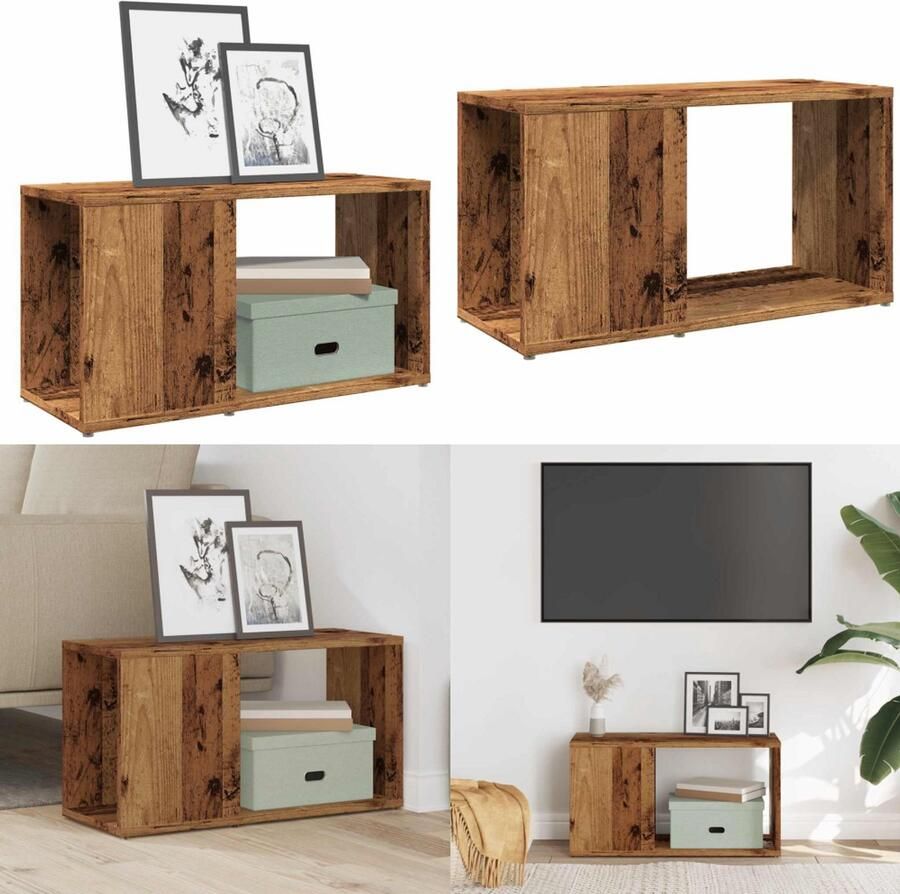 VidaXL Tv-meubel 60x24x32 cm bewerkt hout oud houtkleurig Tv-meubel Tv-kasten -Tv-standaard Tv-meubel