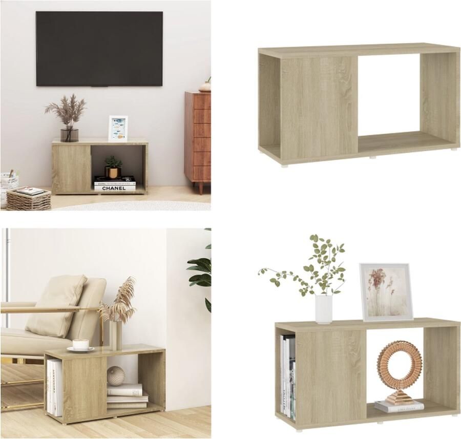 VidaXL Tv-meubel 60x24x32 cm bewerkt hout sonoma eikenkleurig Tv-meubel Tv-meubels Tv-meubelen Tv-meubilair