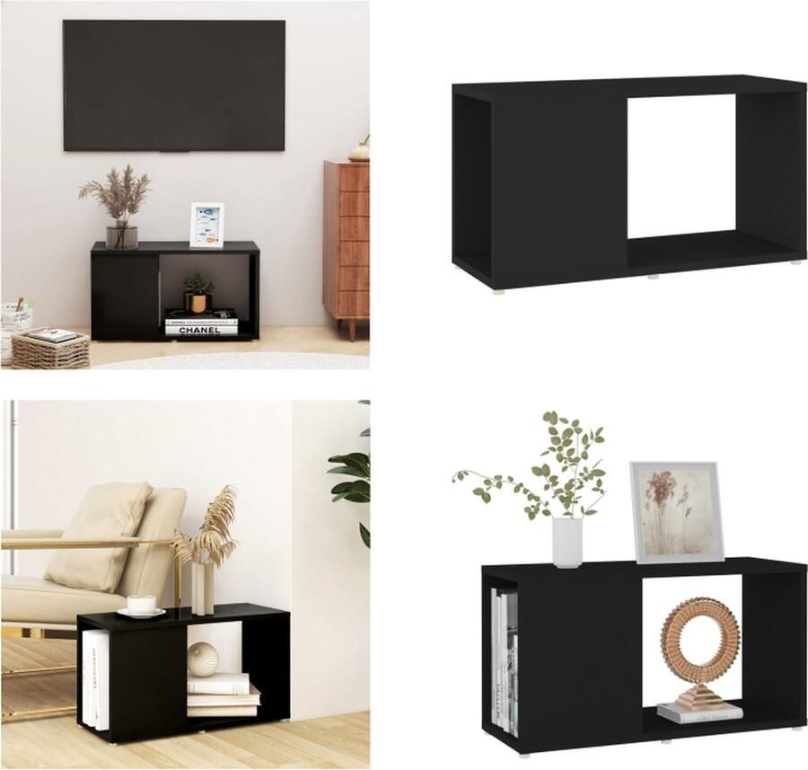 VidaXL Tv-meubel 60x24x32 cm bewerkt hout zwart Tv-meubel Tv-meubels Tv-meubelen Tv-meubilair