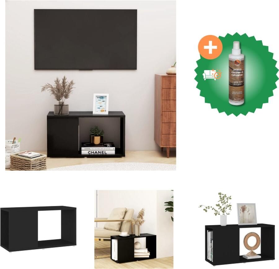 VidaXL Tv-meubel 60x24x32 cm spaanplaat zwart Kast Inclusief Houtreiniger en verfrisser