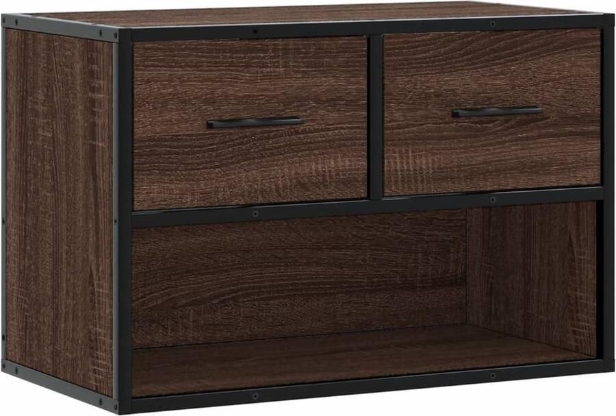 VidaXL Tv-meubel 60x31x39 5 cm bewerkt hout metaal bruin eikenkleurig - Foto 2