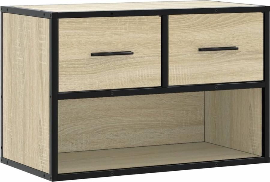 VidaXL Tv-meubel 60x31x39 5 cm bewerkt hout metaal sonoma eikenkleurig - Foto 2