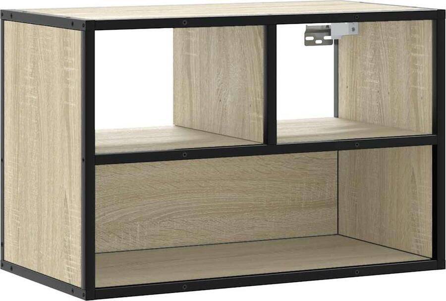 VidaXL Tv-meubel 60x31x39 5 cm bewerkt hout metaal sonoma eikenkleurig
