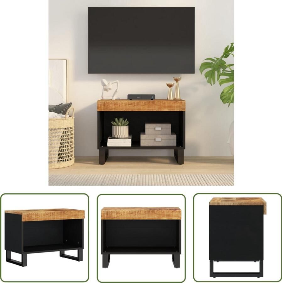 VidaXL Tv-meubel 60x33x43 5 cm Massief Mangohout TV-meubel Industrieel Design Mangohout Kast Opbergruimte Salon Meubilair