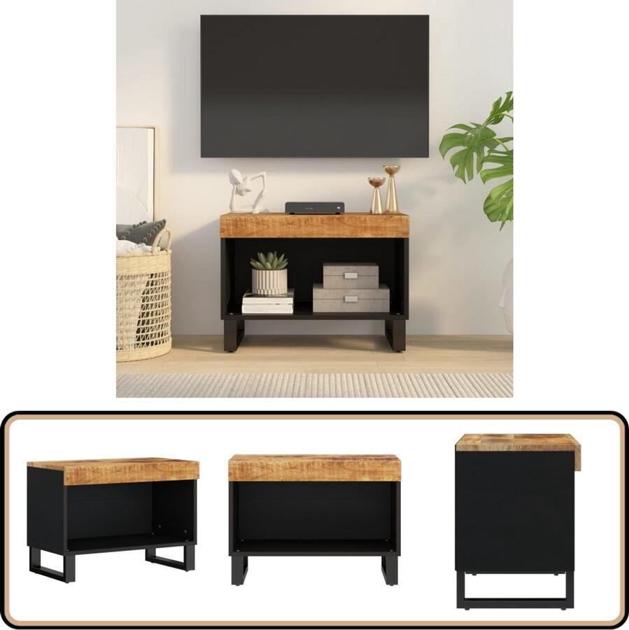 VidaXL Tv-meubel 60x33x43 5 cm Massief Mangohout TV-meubel Industrieel Design Mangohout Kast Opbergruimte