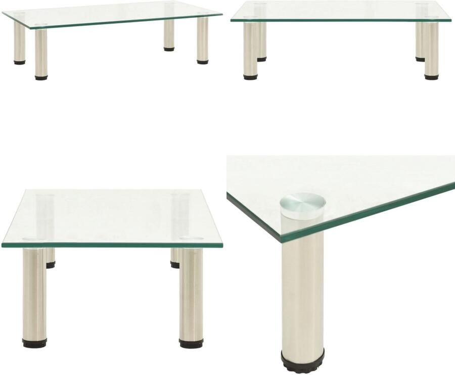 VidaXL Tv-meubel 60x35x17 cm gehard glas transparant Tv-standaard Tv-standaarden Tv-standaards Tv-meubel