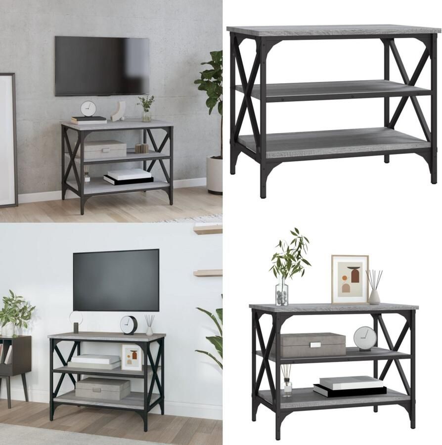 VidaXL Tv-meubel 60x40x50 cm bewerkt hout grijs sonoma eikenkleurig Tv-kast Tv-kasten Tv-meubel Hifi-meubel