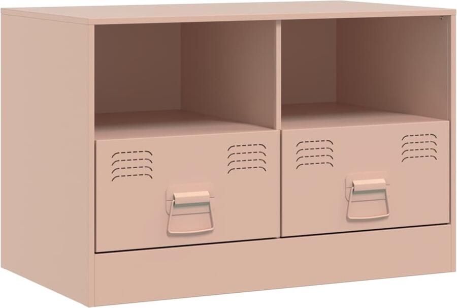 The Living Store Tv-meubel 67x39x44 cm staal roze Tv-meubel Roestvrijstalen Tv-kast Tv Stand Salontafel Mediabox - Foto 2