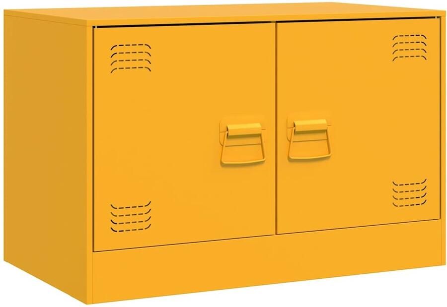 The Living Store Tv-meubel 67x39x44 cm staal mosterdgeel Tv Meubel Tv Kast Mustard Geel Staal Koudgewalst Staal - Foto 3
