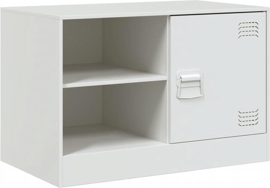 The Living Store Tv-meubel 67x39x44 cm staal wit TV-meubel Salontafel Mediabox Opbergkast Staal - Foto 2