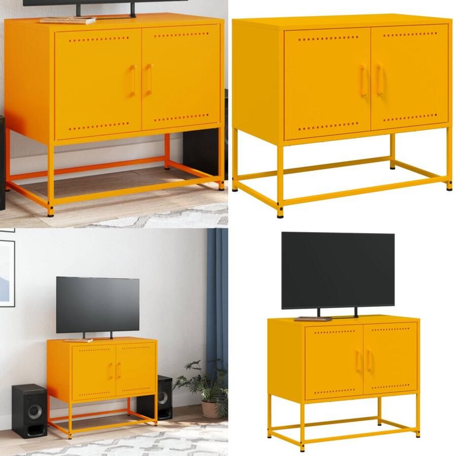 VidaXL Tv-meubel 68 5x39x60 5 cm staal mosterdgeel Tv-meubel Tv-meubelen Tv-meubel Tv-meubelen