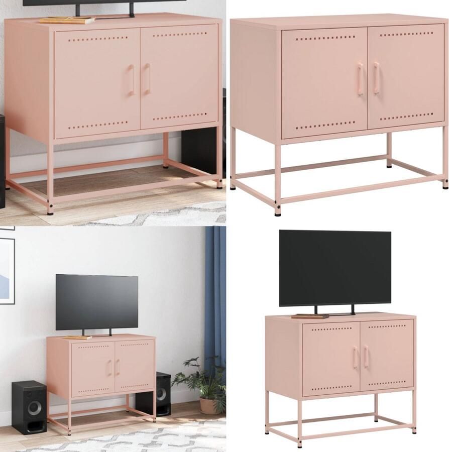 VidaXL Tv-meubel 68 5x39x60 5 cm staal roze Tv-meubel Tv-meubelen Tv-meubel Tv-meubelen